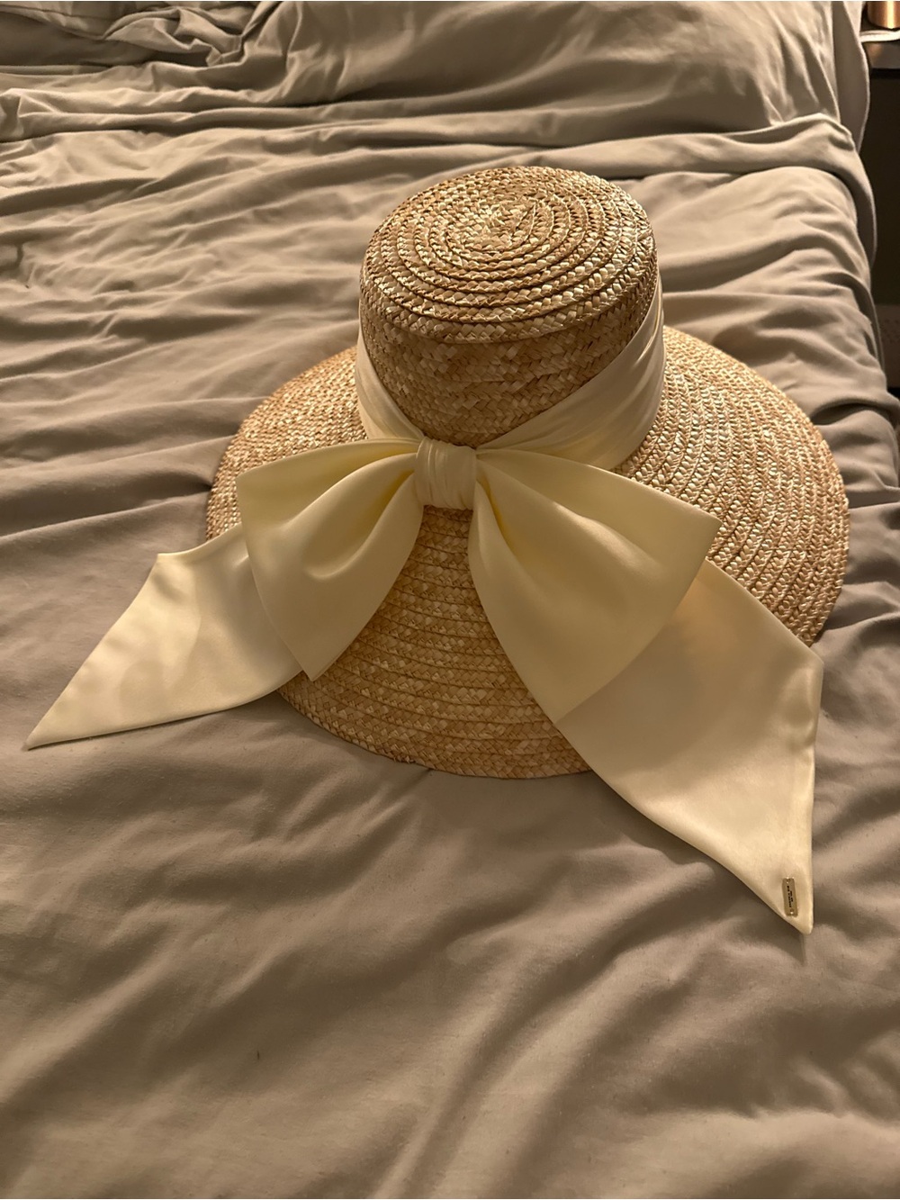 Eugenia Kim Mirabel Straw Wide Brim Sun Hat with Cream Bow